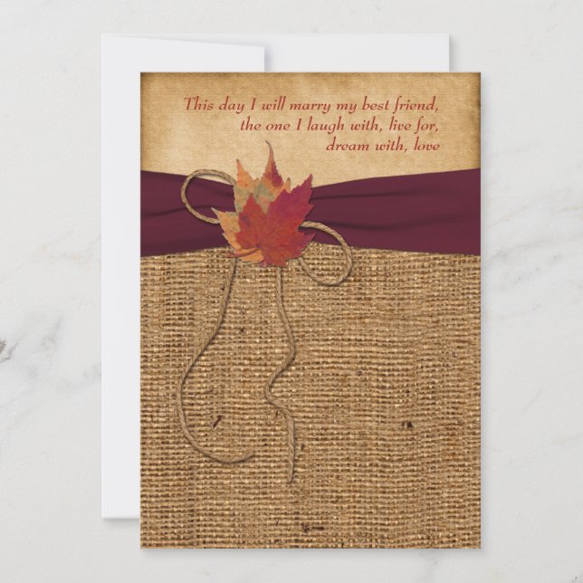 Invitation Épouser le vin de la toile de jute | de FAUX du (Devant)