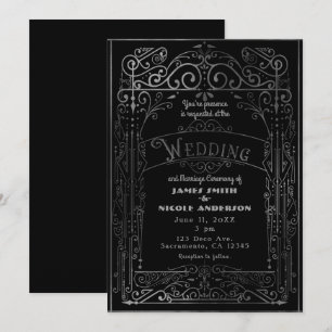 Invitation Épouser victorien vintage noir et argenté de Deco