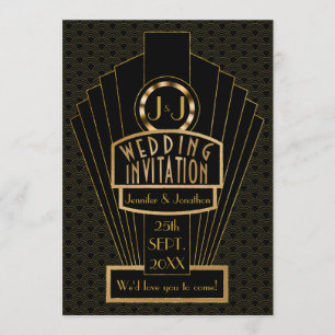 Invitation Épouser vintage d'art déco de fanfare de Gatsby