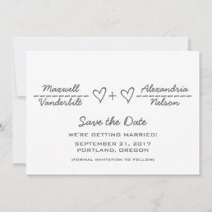 Invitation Équation de coeur gris Enregistrer la date Invitat