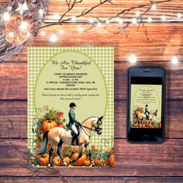Invitation Équestre de Thanksgiving (Enjoy this customizable Dressage Fall design!)