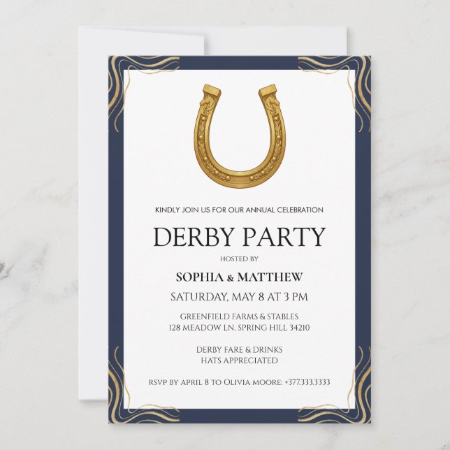 Invitation Equestrian Derby Party Modern Race Horse Invite (Devant)