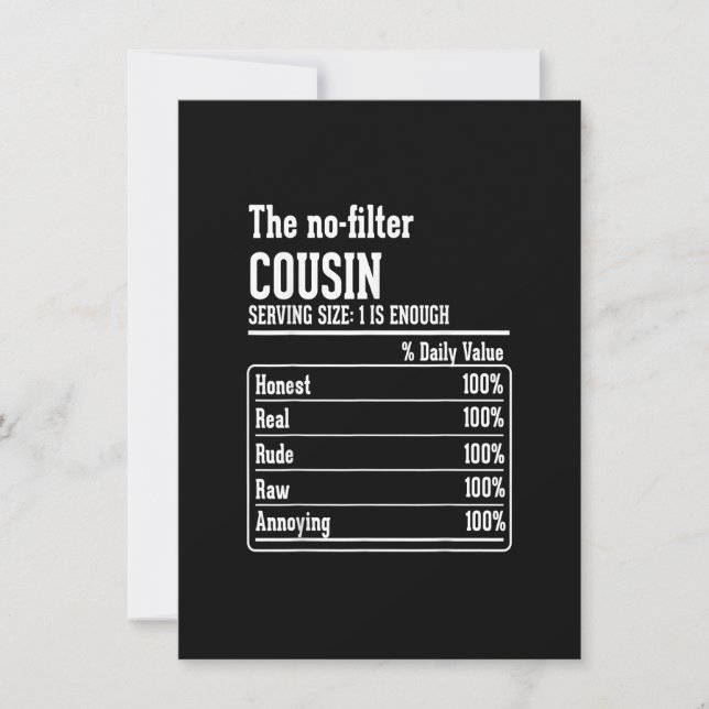 Invitation Équipage de cousins Faits nutritionnels Le Sans-Fi (Devant)