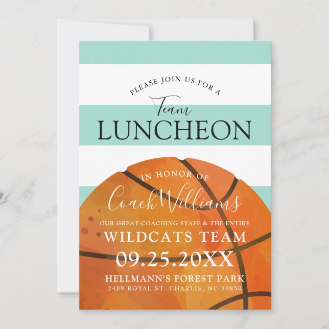 Invitation Équipe de basket-ball Fin de saison Luncheon Sage  (Devant)