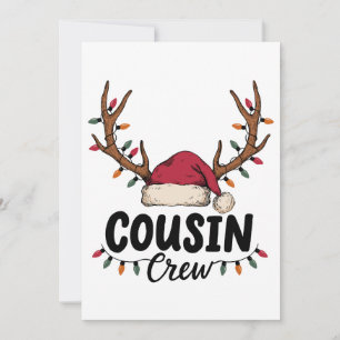 Invitation Équipe de cousin de Noël Chapeau de Père Noël Ando
