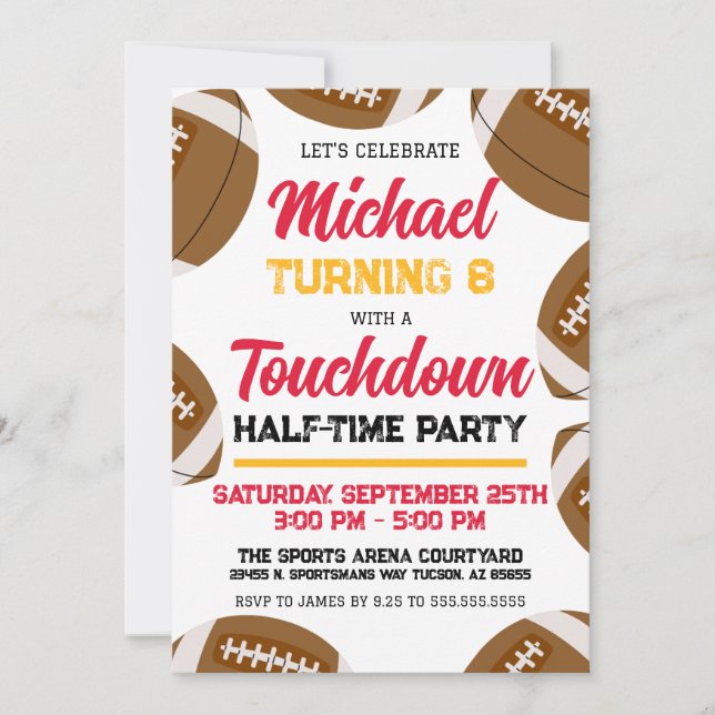 Invitation Équipe de football Garçons Red et Gold (Devant)