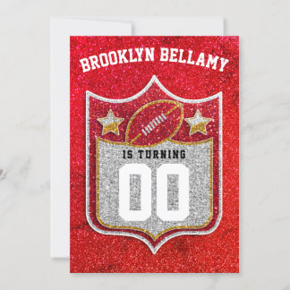 Invitation Équipe de football rouge et or Couleurs Quarterbac