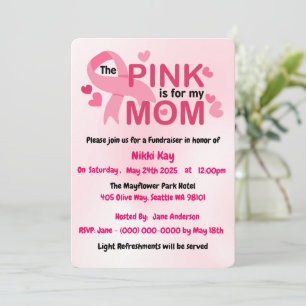 Invitation Équipe de soutien au cancer du sein Ruban rose Per