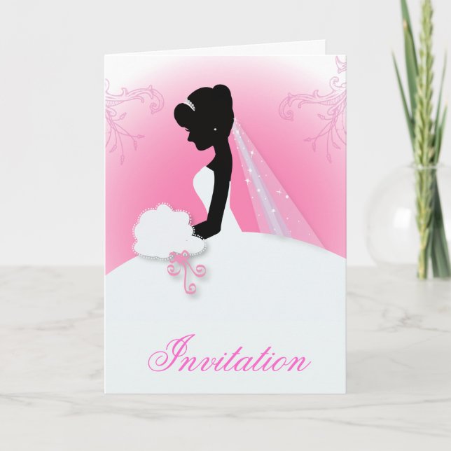 Invitation Équipe mariée Mariage gown Mariée mariée silhouett (Devant)