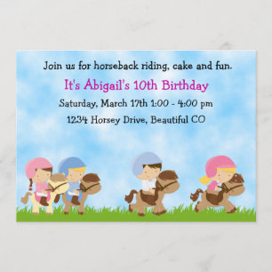 Invitation Équitation Anniversaire Invitation, Filles & Garço