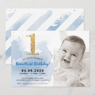 Invitation ęr Bleu de parties scintillantes d'or d'INVITATION