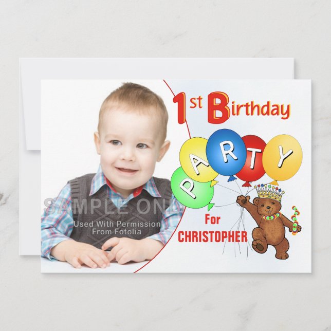 Invitation ęr Ours de nounours royal de fête d'anniversaire (Devant)