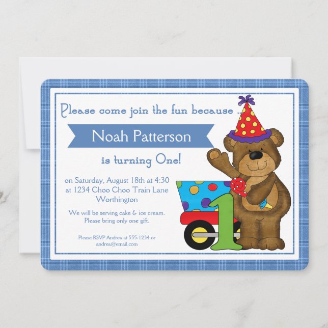 Invitation ęr Train d1 d'ours de nounours d'invitations de (Devant)