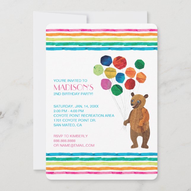 Invitation Eric Carle | Anniversaire de Beary Rainbow (Devant)