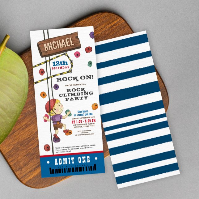 Invitation Escalade de roche Aquarelle Anniversaire Billets P (Créateur téléchargé)
