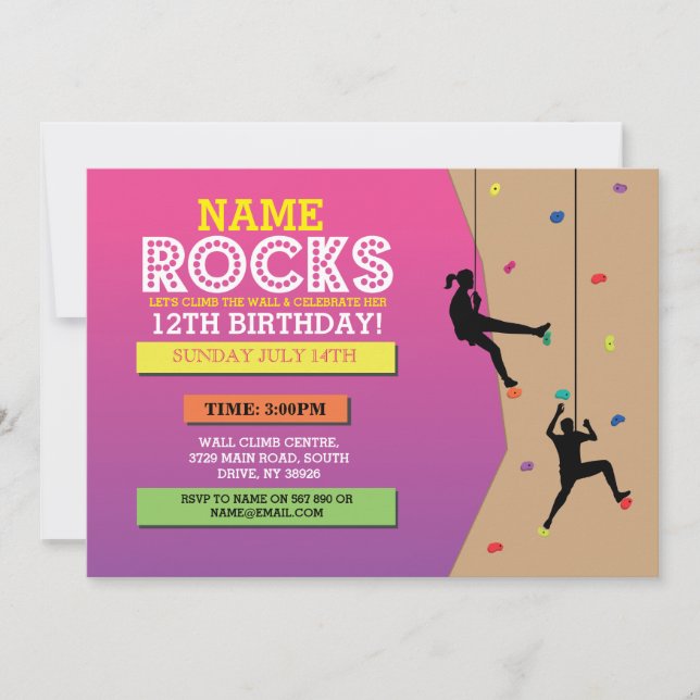 Invitation Escalade rock Anniversaire Escalade Wall Invitatio (Devant)