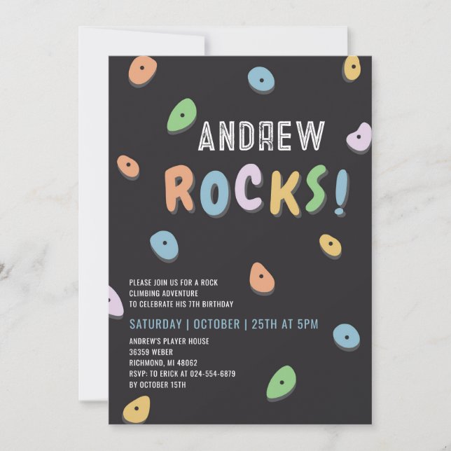 Invitation Escalade Rock personnelle fête d'anniversaire (Devant)