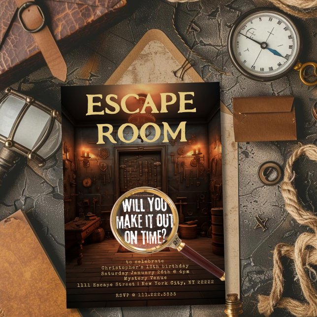 Invitation Escape Room Games Anniversaire (Escape Room Games Birthday Party Invitation)