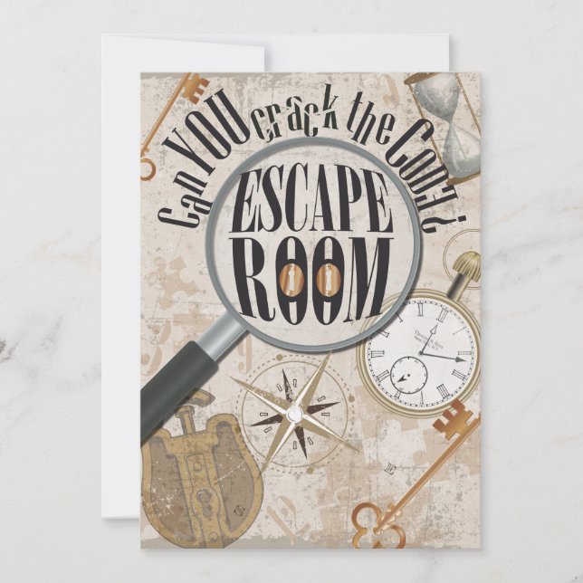 Invitation Escape Room Jeu fête d'anniversaire personnalisée (Devant)
