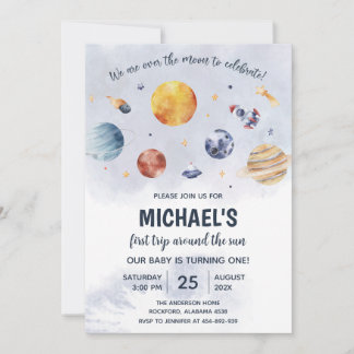 Invitation Espace 1er Anniversaire Premier Voyage Autour Du S