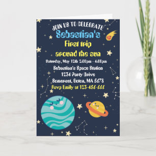 Invitation Espace 1er Anniversaire Premier Voyage Autour Du S