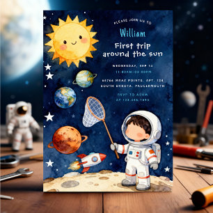 Invitation Espace Amusant Premier Voyage Autour Du Soleil 1er