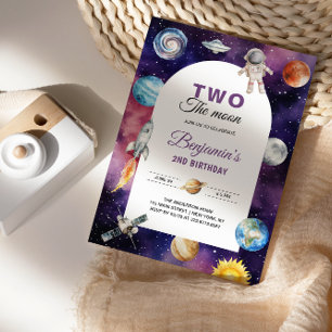Invitation Espace Astronaute Deux à la Lune Deuxième Annivers