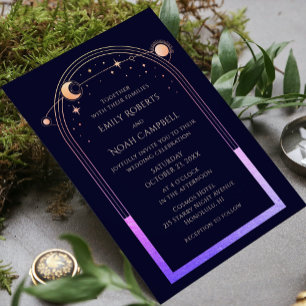Invitation Espace astronomique mystique Rainbow Sun Star Moon