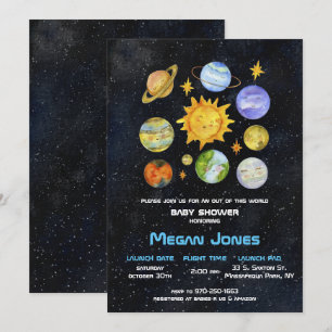 Invitation Espace Carton d'invitation Baby Shower Système S