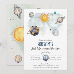 Invitation Espace Extérieur Anniversaire Galaxie Soleil Lune 