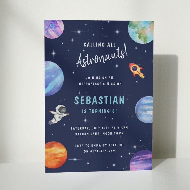 Invitation Espace Extérieur Galaxie Étoiles Anniversaire (Créateur téléchargé)
