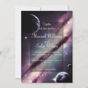 Invitation Espace Extérieur Univers Purple Galaxy Mariage