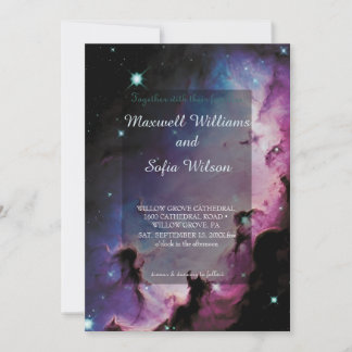 Invitation Espace Extérieur Univers Purple Galaxy Mariage