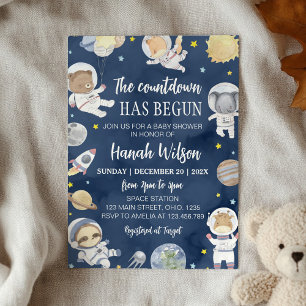 Invitation Espace extra-atmosphérique Baby shower Safari Anim