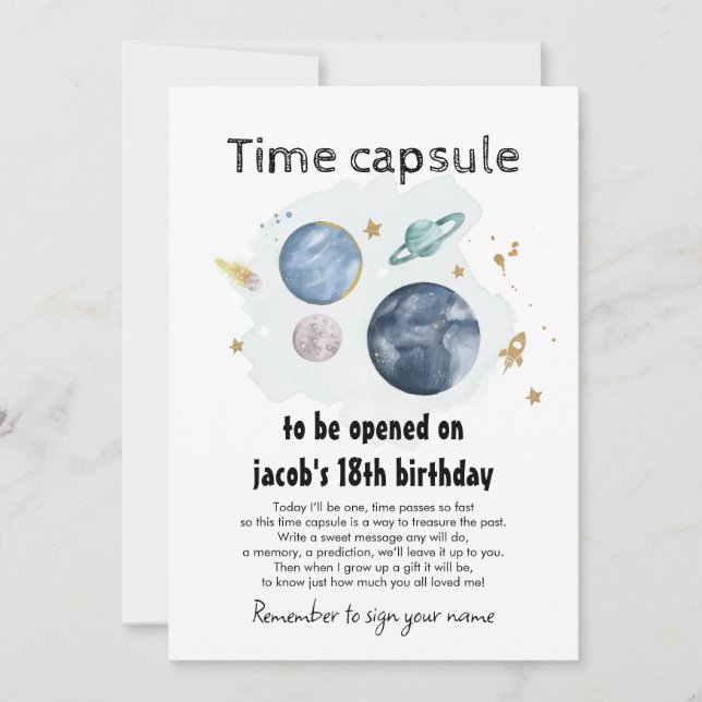 Invitation Espace extra-atmosphérique Capsule Premier anniver (Devant)