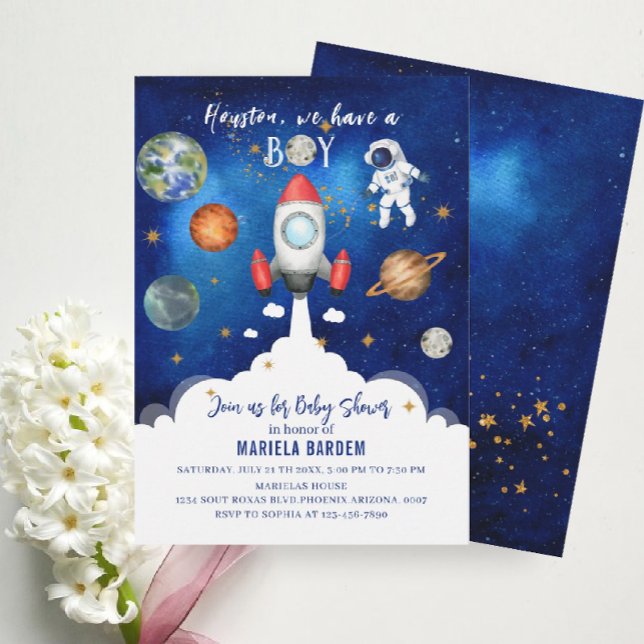 Invitation Espace extra-atmosphérique Galaxie Starry baby sho (Créateur téléchargé)