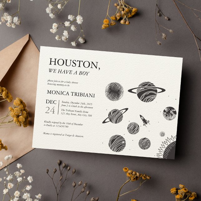 Invitation Espace extra-atmosphérique Houston Nous avons un B (Créateur téléchargé)