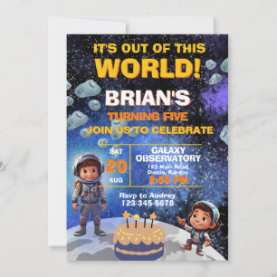 Invitation Espace extra-atmosphérique Premier anniversaire