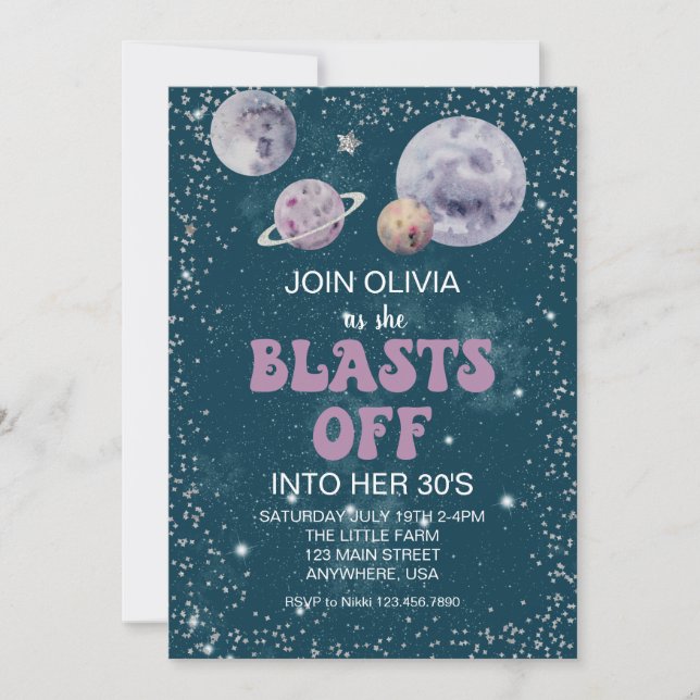 Invitation Espace hors de ce monde Planètes Anniversaire (Devant)