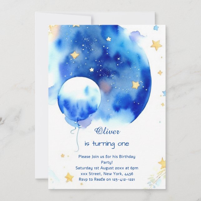 Invitation Espace moderne Galactique Anniversaire (Devant)