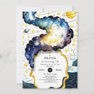 Invitation Espace modifiable Galactique Anniversaire