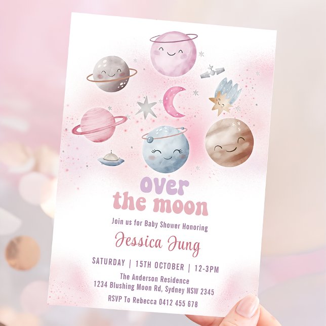 Invitation Espace Sur La Fête Du Baby shower De La Lune (Créateur téléchargé)
