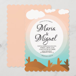 Invitation Espagne Désert Boda Cactus Sunrise Mariage