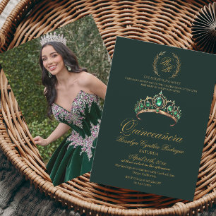 Invitation Espagne Quinceanera Emerald Green 15e anniversaire