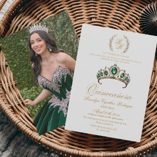 Invitation Espagne Quinceanera Gold Tiara 15e anniversaire