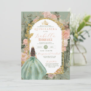 Invitation Espagne Sage Green Quinceañera 15 Anos