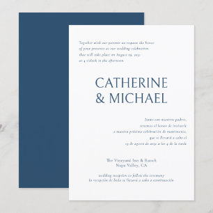 Invitation Espagnol Anglais Bilingue Élégant Mariage classiqu