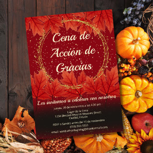 Invitation Espagnol Automne quitte Parties scintillant Thanks