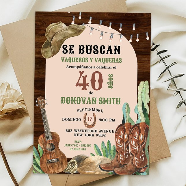 Invitation Espagnol Bottes Occidentales Cowboy Mexicaine Anni (Créateur téléchargé)