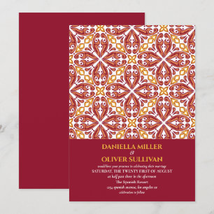 Invitation Espagnol Carrelage rouge orange mariage méditerran